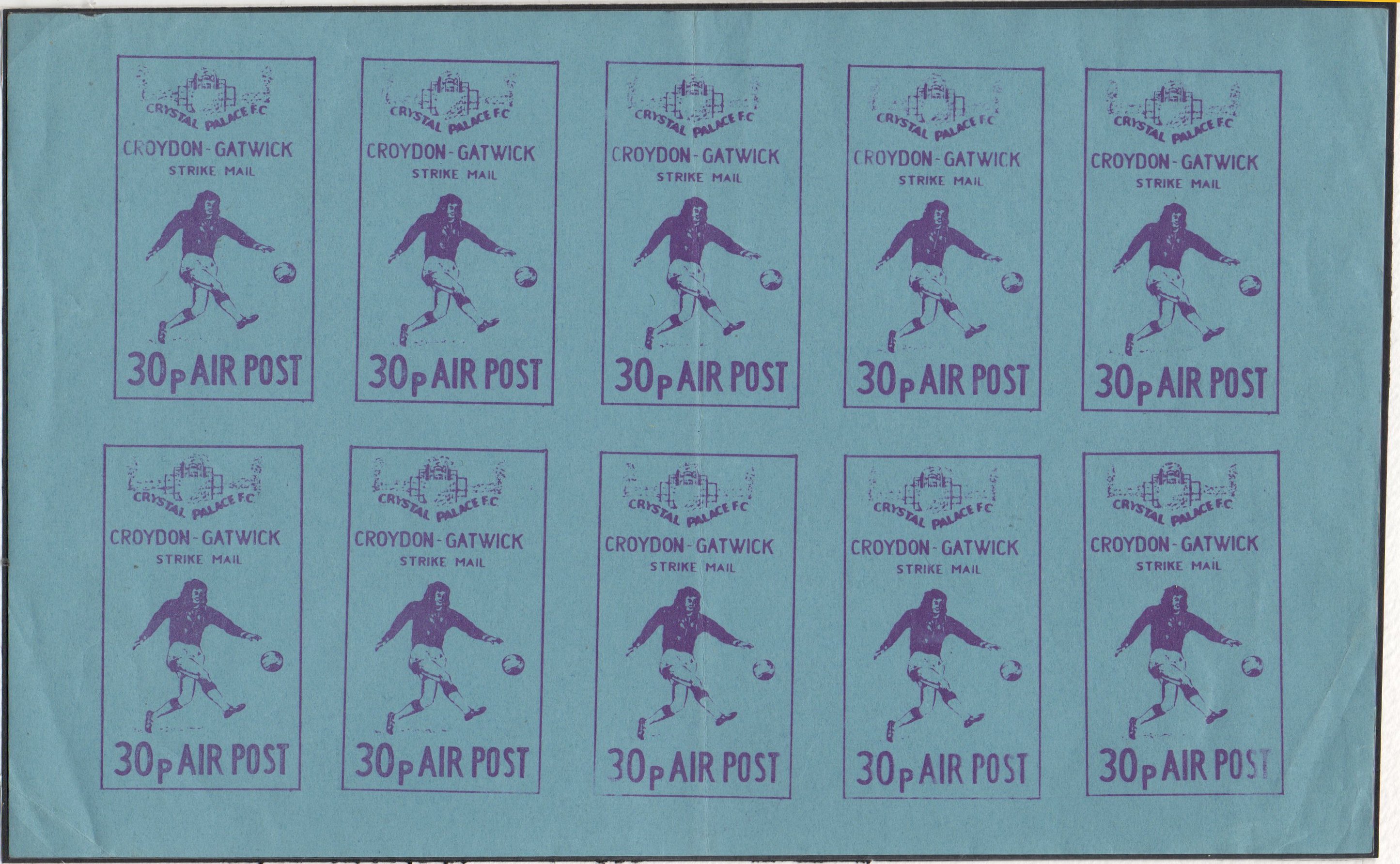 1971 Croydon Gatwick Strike Post stamps Postal Stationery Crystal Palace FC Football